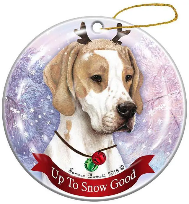 Main image of Holiday Pet Gifts English Pointer Lemon/White Dog Porcelain Christmas Ornament
