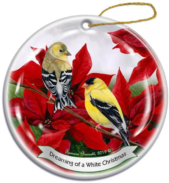 Main image of Holiday Pet Gifts American Goldfinch Bird Porcelain Christmas Ornament