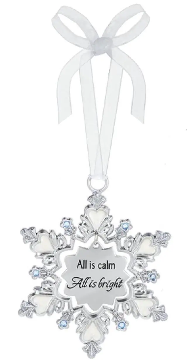 Main image of Ganz All is Calm All is Bright Snowflake Decorative Hanging Ornament, Zinc