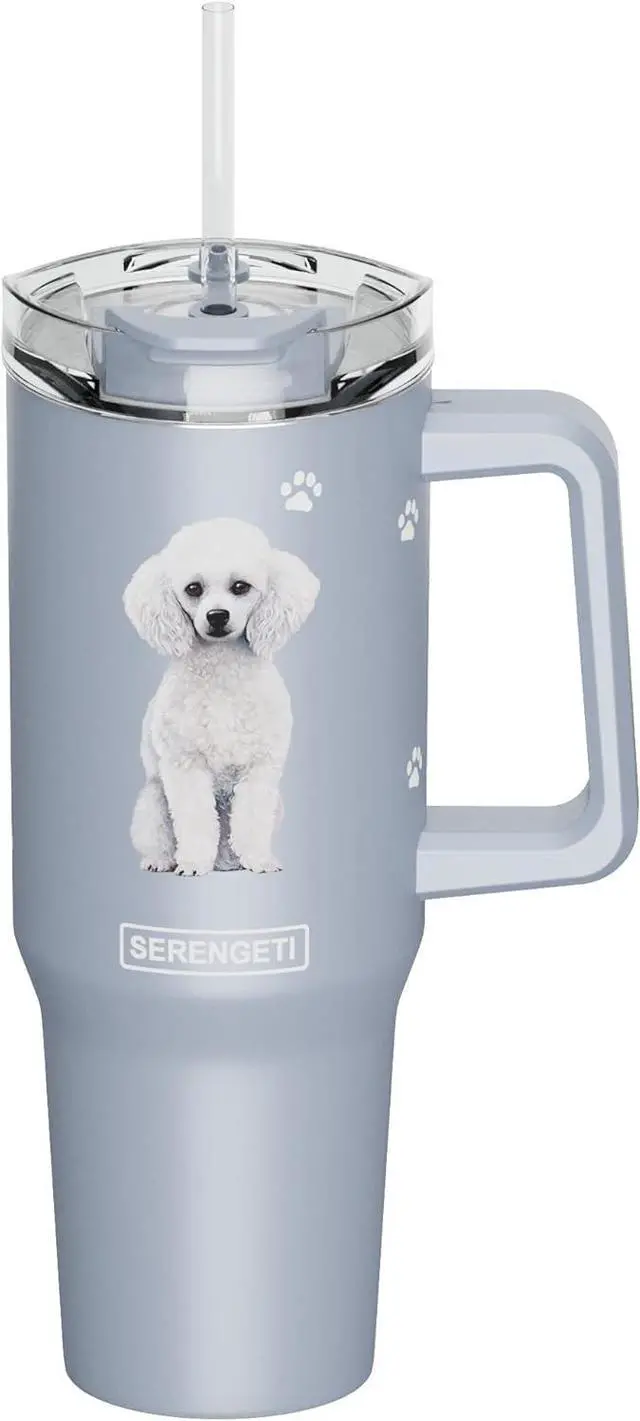 Alt view image 2 of 2 - Serengeti 40 Oz Poodle Dog Stainless Steel Tumbler with Handle, Straw & Lid