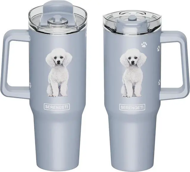 Main image of Serengeti 40 Oz Poodle Dog Stainless Steel Tumbler with Handle, Straw & Lid