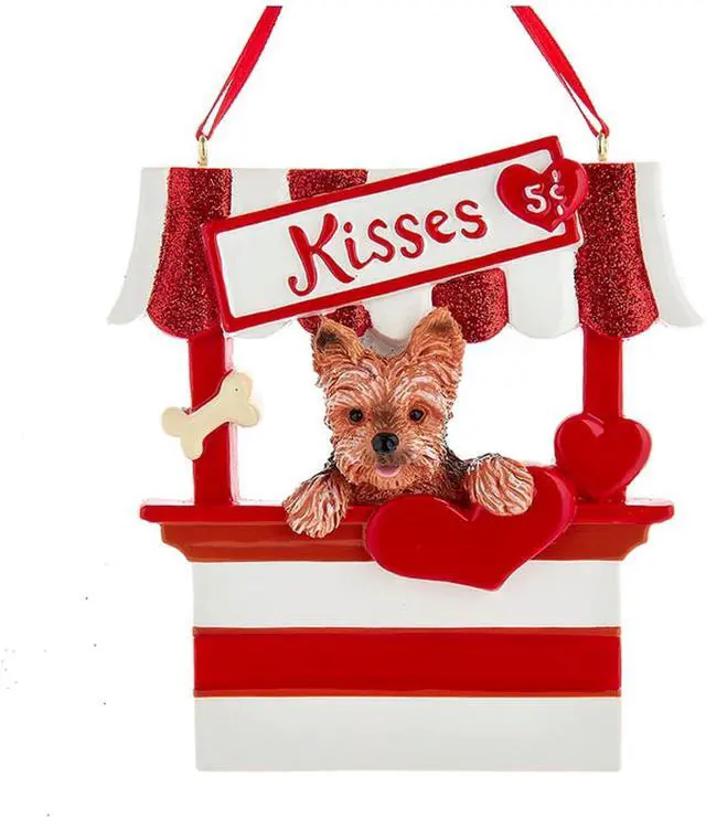 Main image of Kurt Adler Yorkshire Terrier Dog Kissing Booth Christmas Tree Ornament - 4"