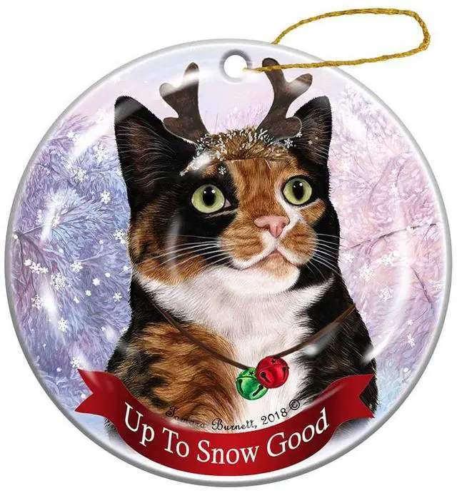 Main image of Holiday Pet Gifts Tortoiseshell Calico Cat Porcelain Christmas Ornament