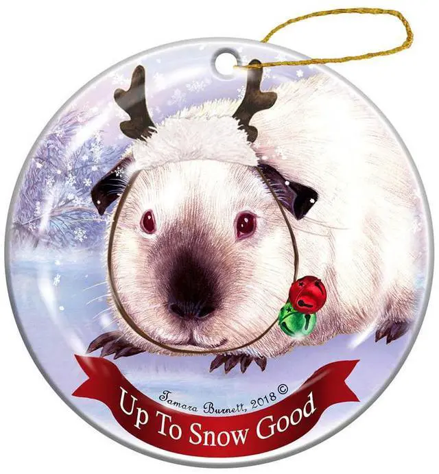Main image of Guinea Pig Himalayan Reindeer Porcelain Christmas Ornament