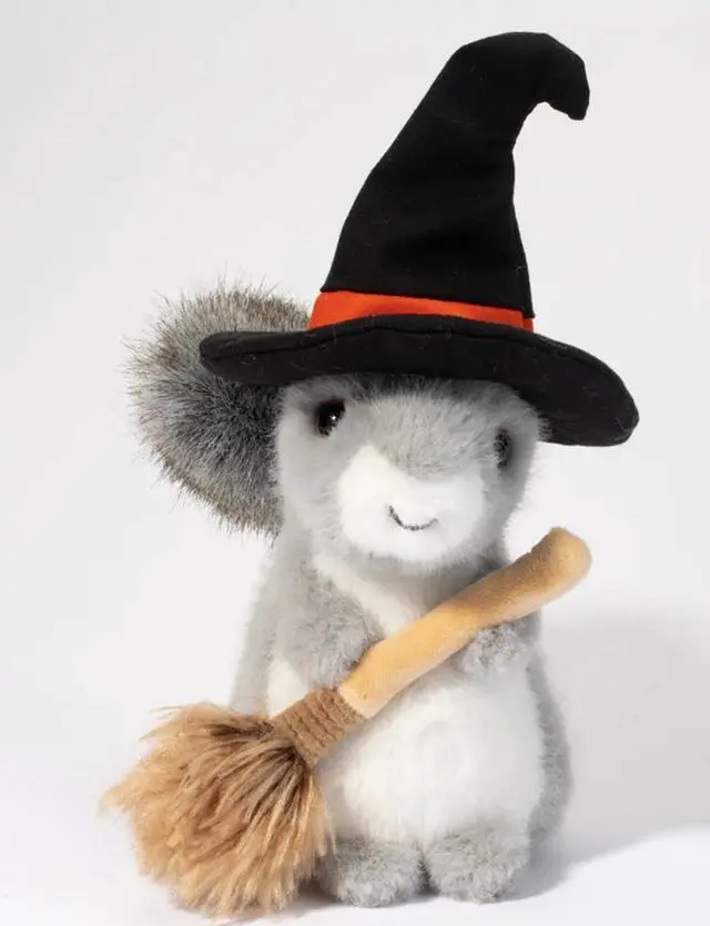 Main image of Douglas Gray Squirrel with Witch Hat and Broom Plush Stuffed Animal Toy, 8.5"