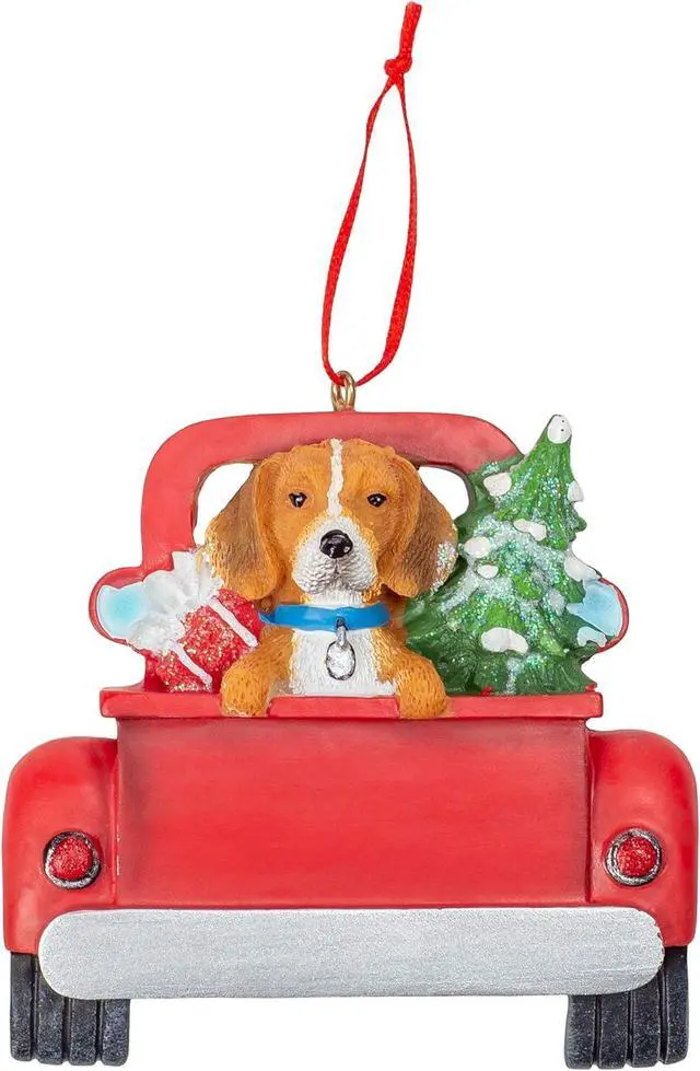 Main image of Kurt Adler Beagle Dog in Back of Truck Hanging Ornament 5 in. High,