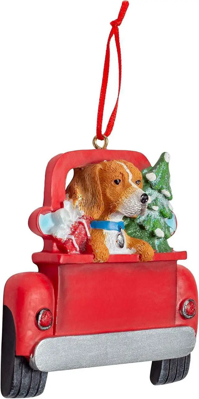 Alt view image 2 of 2 - Kurt Adler Beagle Dog in Back of Truck Hanging Ornament 5 in. High,