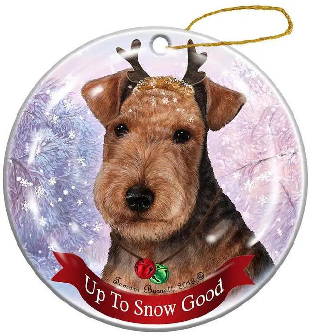 Main image of Holiday Pet Gifts Lakeland Terrier Dog Porcelain Ornament Reindeer Dog