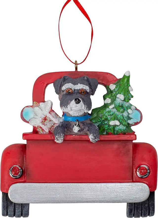 Main image of Kurt Adler Black Schnauzer in Back of Truck Hanging Ornament 5 in. High,