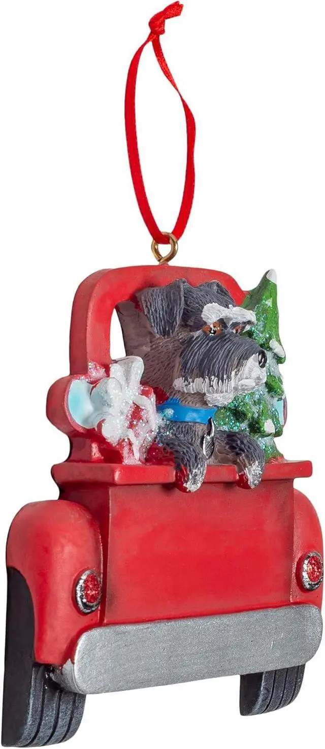 Alt view image 2 of 2 - Kurt Adler Black Schnauzer in Back of Truck Hanging Ornament 5 in. High,