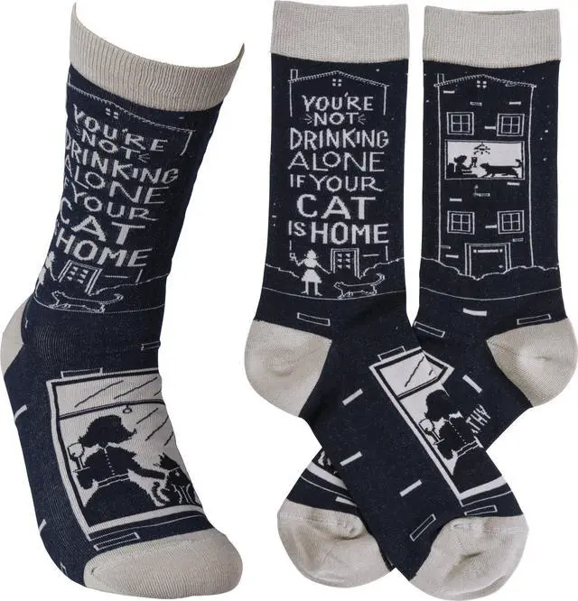 Main image of Primitives by Kathy LOL Made You Smile Silly Socks, Not Drinking if Cat is Home