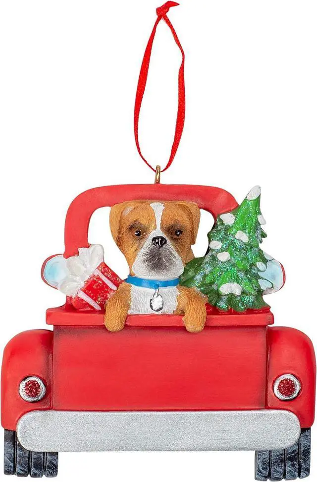 Main image of Kurt Adler Boxer in Back of Truck Hanging Ornament 5 in. High,