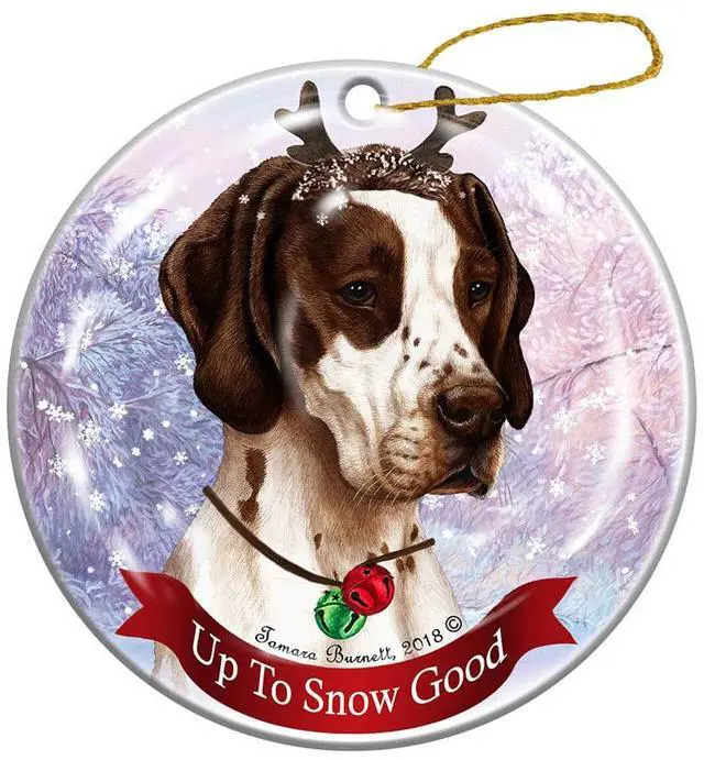 Main image of Holiday Pet Gifts Brown and White English Pointer Dog Porcelain Christmas Ornament