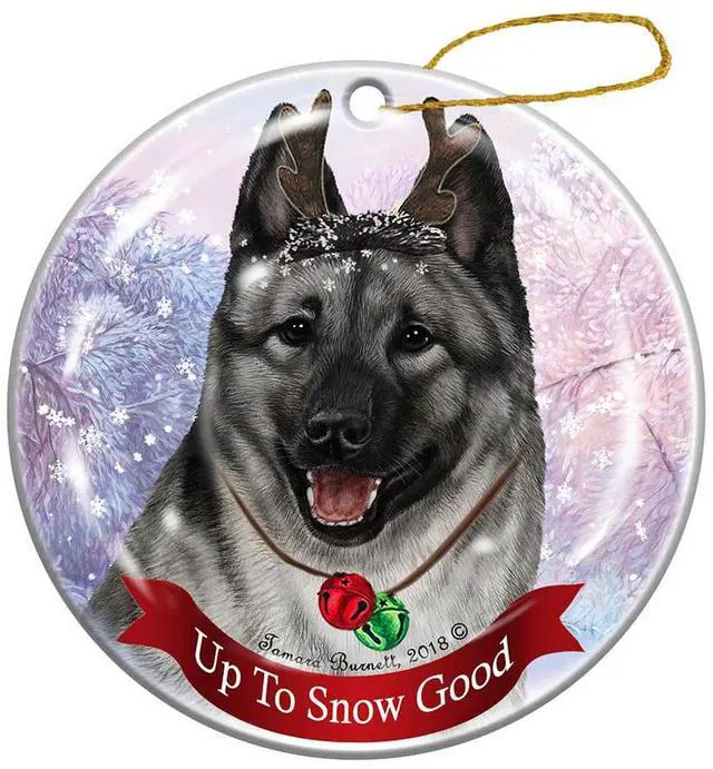 Main image of Holiday Pet Gifts Norwegian Elkhound Dog Porcelain Christmas Ornament