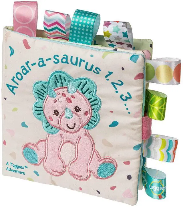 Main image of Taggies Soft Cloth Book with Crinkle Paper & Squeaker, 6", Aroar-a-Saurus Dino