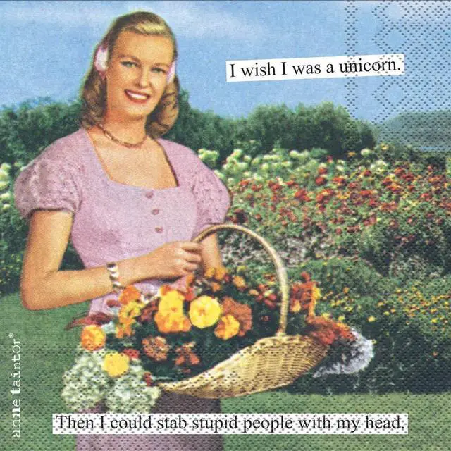 Main image of Boston International C023800 Anne Taintor Beverage Paper Napkins 5 x 5" Unicorn