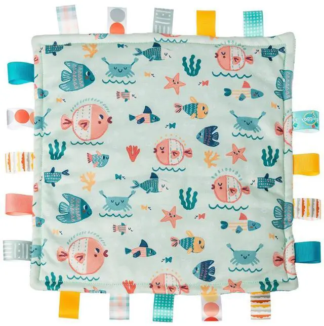 Main image of Mary Meyer Taggies Original Blanket with Sensory Tags, 12 X 12", Comfy Fishes