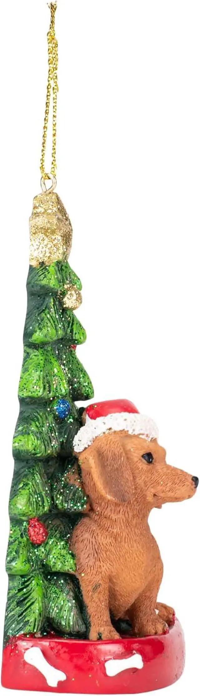 Alt view image 2 of 2 - Kurt Adler Red Dachshund with Santa Hat Christmas Tree Ornament, 4.25 "