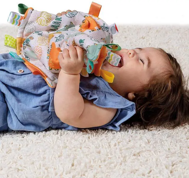 Alt view image 3 of 3 - Mary Meyer Taggies Original Blanket with Sensory Tags, 12 X 12", Comfy Fishes