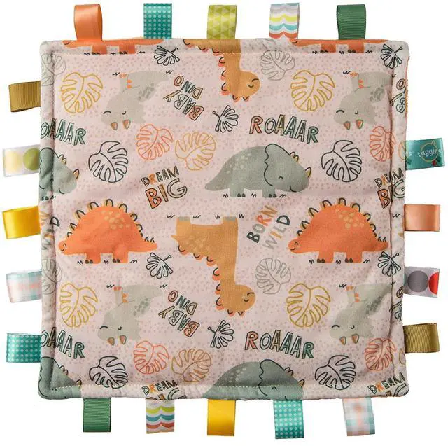 Main image of Mary Meyer Taggies Original Blanket with Sensory Tags, 12 X 12", Comfy Dinosaur