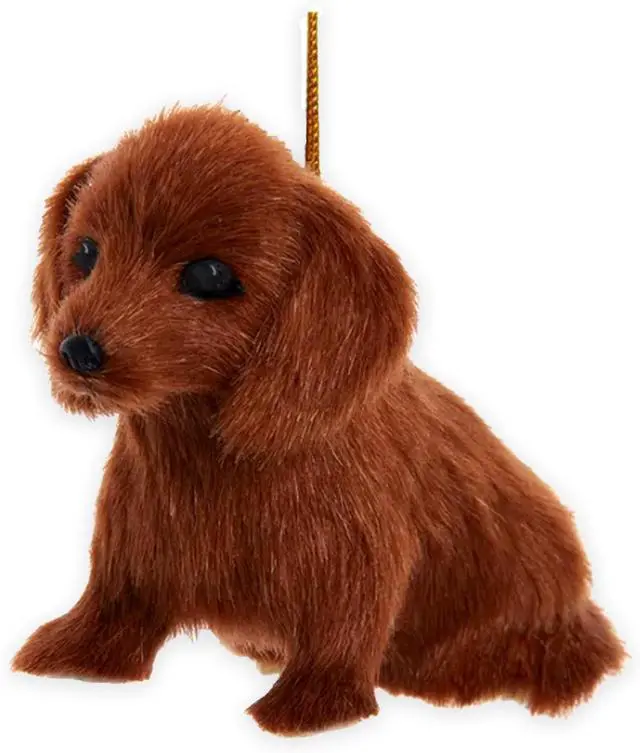 Main image of Kurt Adler F2242BDA Furry Brown Dachshund Dog 4 Inch Hanging Christmas Ornament