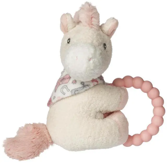Main image of Mary Meyer Soft Baby Rattle with Teether Ring, 6-Inches, Cream Giddy Up Pony