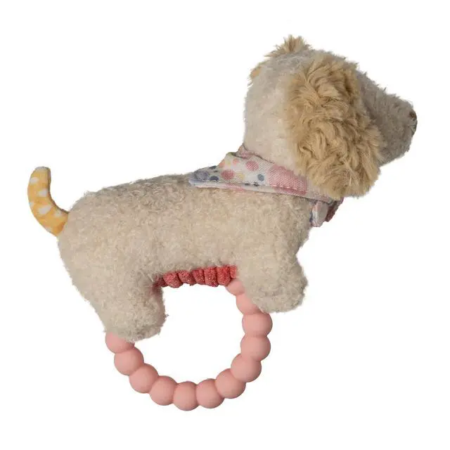 Alt view image 2 of 2 - Mary Meyer Soft Baby Rattle with Teether Ring, 6-Inches, Tan Dancing Dachshund