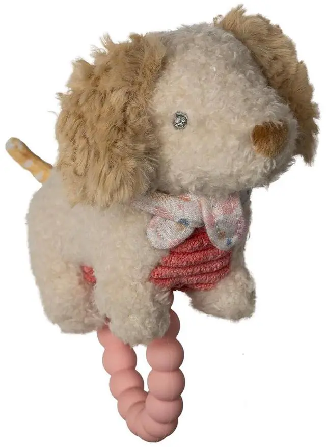 Main image of Mary Meyer Soft Baby Rattle with Teether Ring, 6-Inches, Tan Dancing Dachshund