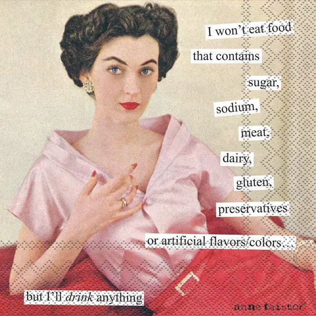 Main image of Boston International Anne Taintor Cocktail Paper Napkins 5 x 5-" I Won't Eat