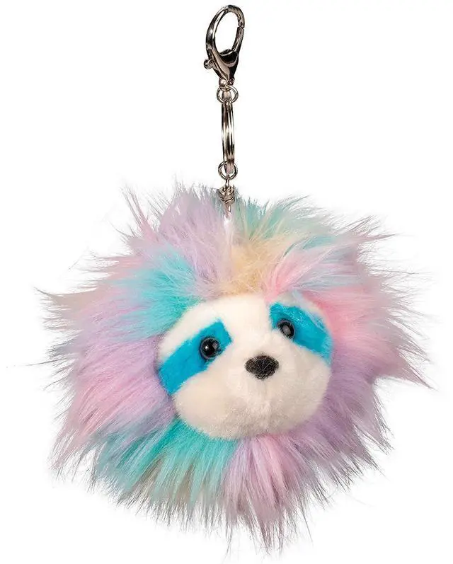 Main image of Plush Rainbow Sloth Fur Fuzzle Stuffed Animal Pom Backpack Clip, 4"
