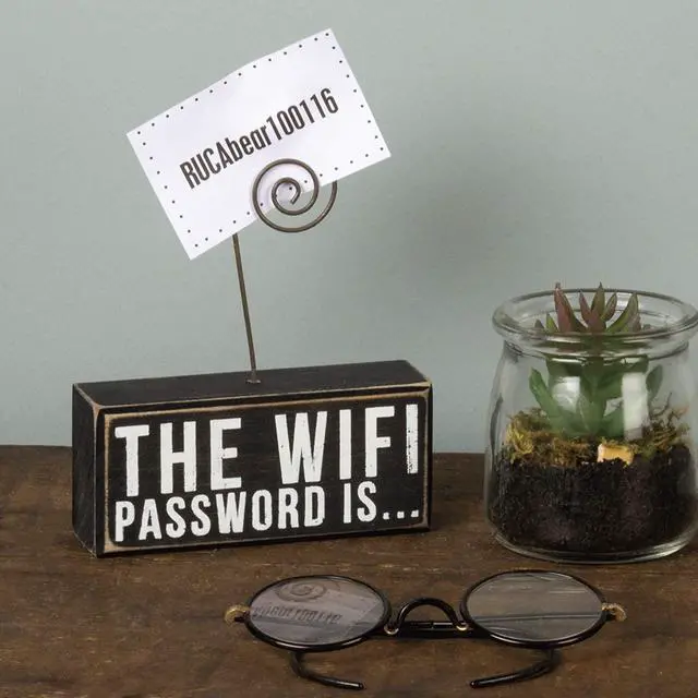 Alt view image 2 of 3 - Primitives by Kathy 37176 Wood Photo Holder Block, The WIFI Password Is