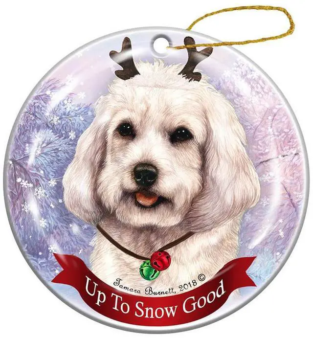 Main image of Holiday Pet Gifts Cockapoo White Dog Porcelain Christmas Ornament