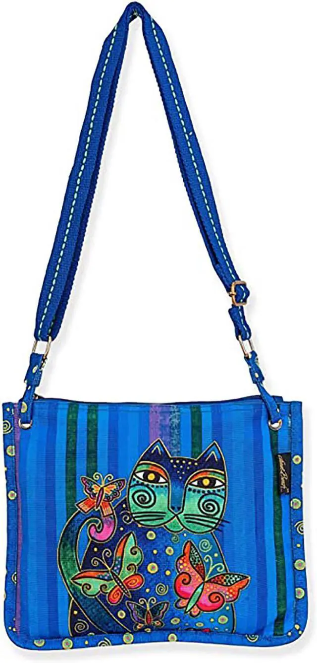 Main image of Women's Laurel Burch, Gatito Azul Blue Cat Crossbody Purse, 12" x 9.5"