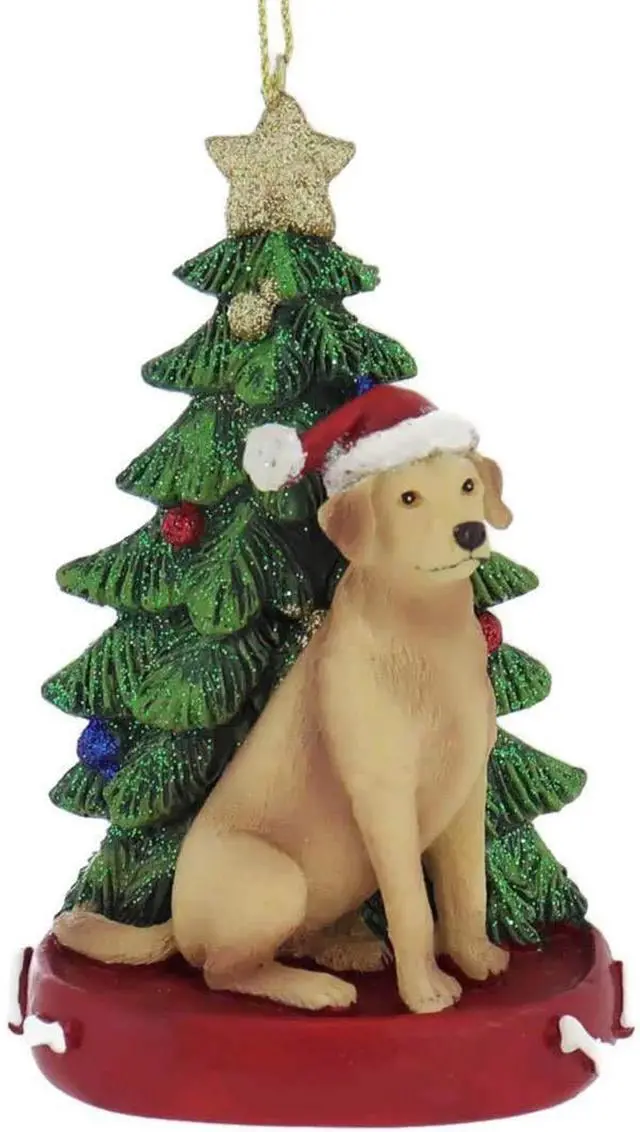 Main image of Kurt Adler Yellow Lab Retriever With Santa Hat Christmas Tree Ornament, 4.25 "