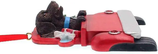 Alt view image 2 of 2 - Kurt Adler Chocolate Labrador in Back of Truck Hanging Ornament 5 in. High,