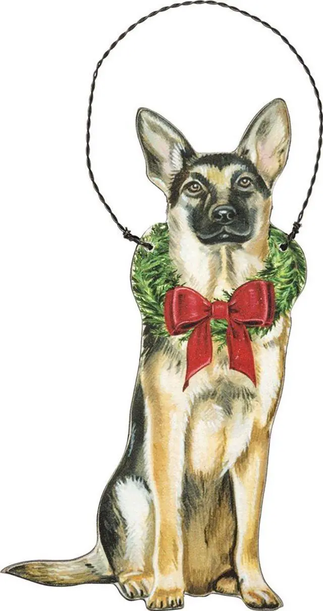 Main image of Primitives By Kathy German Shepherd with Wreath Christmas Ornament