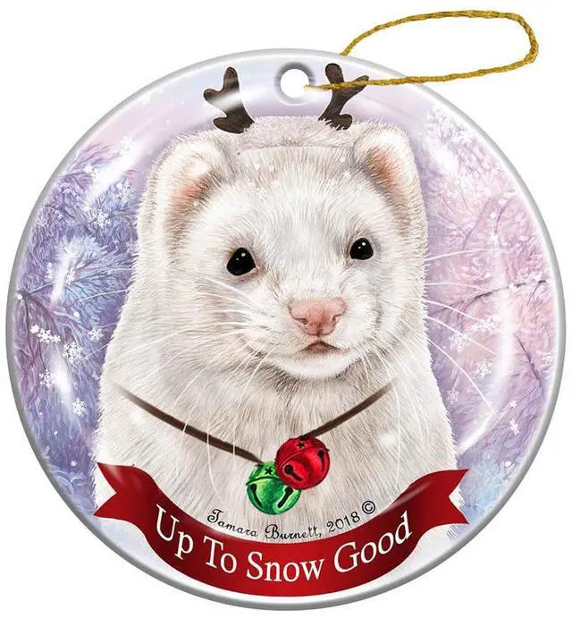 Main image of Holiday Pet Gifts Ferret White Dark Eyes Porcelain Christmas Ornament