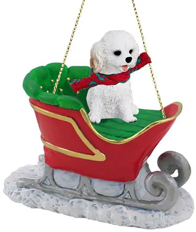 Main image of Conversation Concepts Cockapoo White Dog Sleigh Dog Holiday Ornament