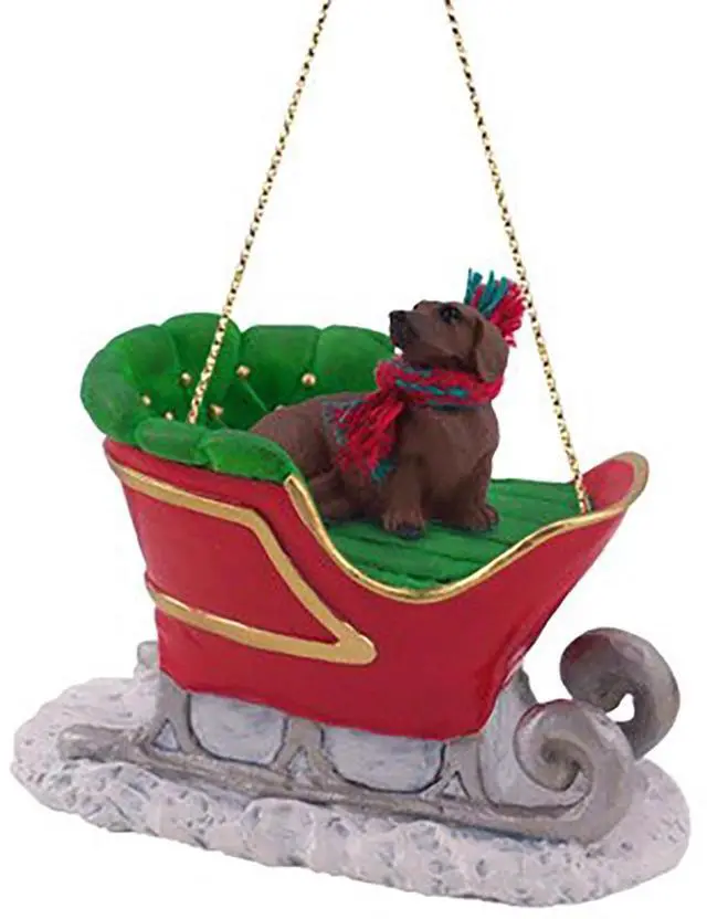 Main image of Conversation Concepts Red Dachshund Dog Sleigh Dog Holiday Ornament