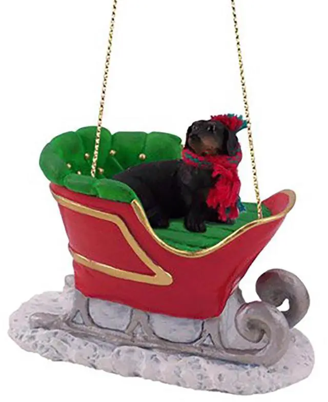 Main image of Conversation Concepts Black Dachshund Dog Sleigh Dog Holiday Ornament