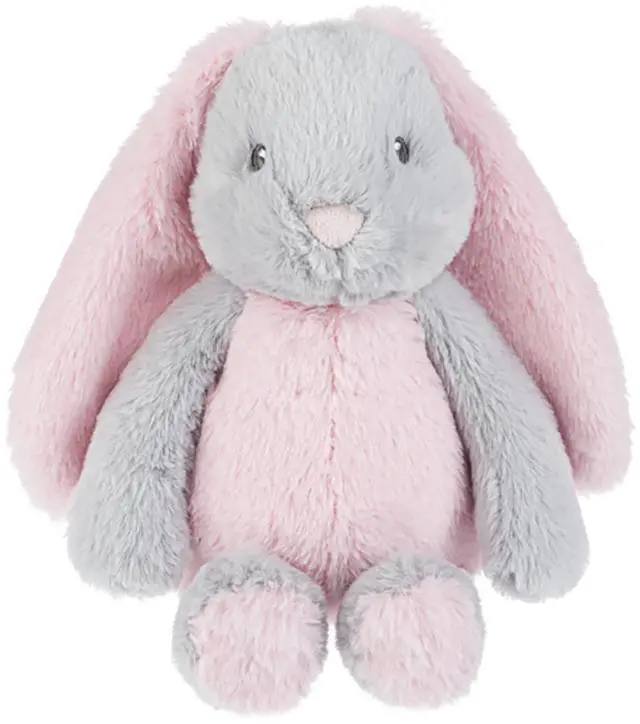 Main image of Baby Ganz Downy Pink/Grey Bunny Plush Stuffed Animal, 11"