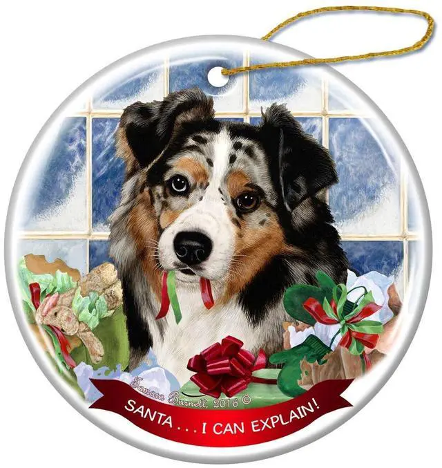 Main image of Australian Shepherd Blue Merle Dog Porcelain Hanging Ornament Pet Gift