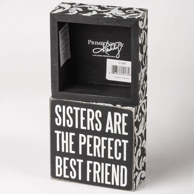 Alt view image 2 of 3 - Primitives by Kathy Box Sign, 4 x 4-Inches, Sisters Are The Perfect Best Friend
