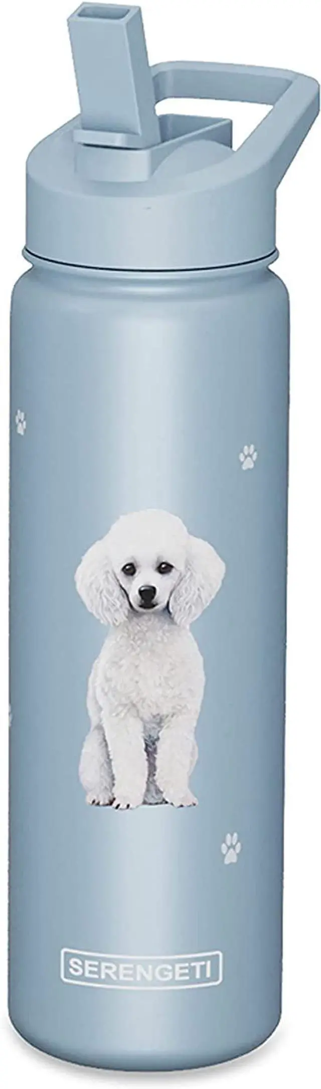 Main image of E&S Pets Stainless Steel Water Bottle 24 Oz., Spill Proof (Poodle)