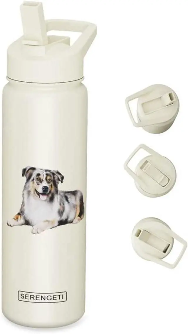 Main image of E&S Pets Stainless Steel Water Bottle 24 Oz., Spill Proof (Australian Shepherd)