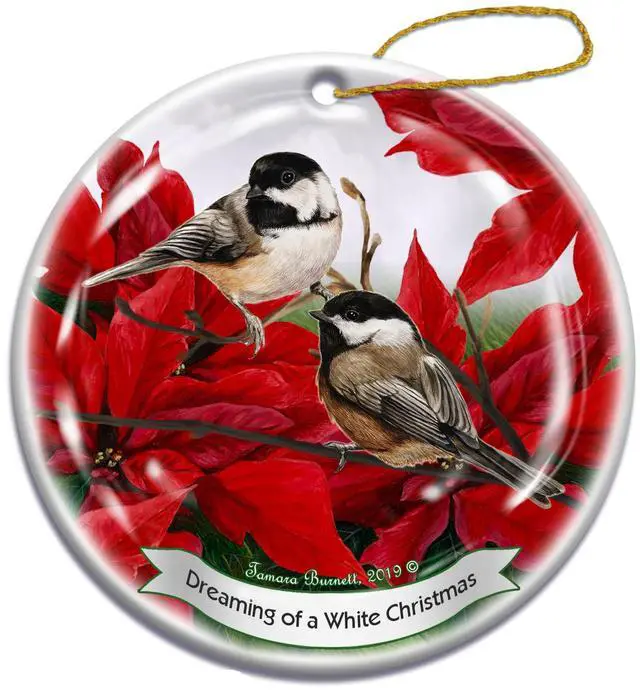 Main image of Holiday Pet Gifts Black Capped Chickadee Bird Porcelain Christmas Ornament