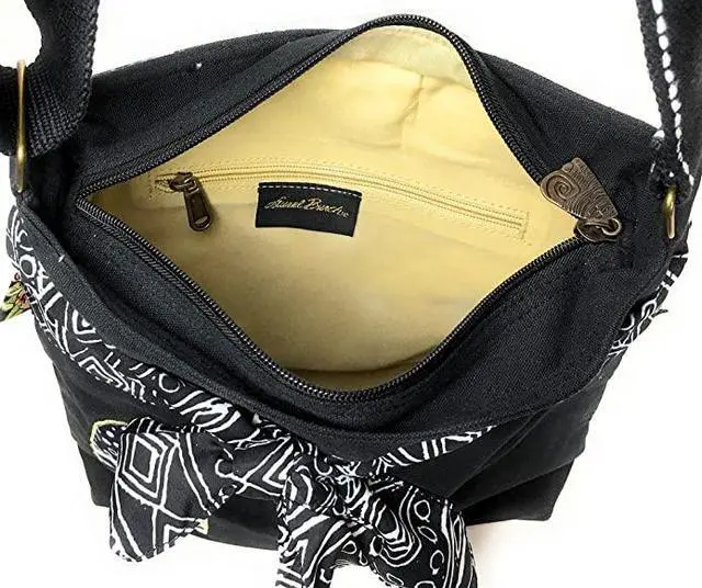 Alt view image 3 of 3 - Laurel Burch Feline Crossbody Shoulder Bag Purse, Black Polka Dot Cat