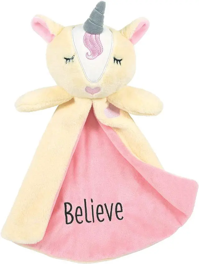 Main image of Enesco Izzy & Oliver Baby Believe Unicorn Tag-a-Long Stuffed Animal Blanket Toy