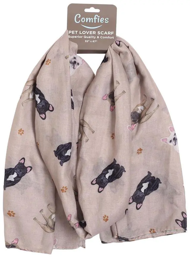 Main image of French Bulldog Pet Lover Scarf - All-year-round scarf- Lightweight material, 67"