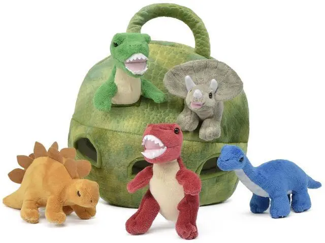 Alt view image 5 of 5 - Plush Dinosaur House with Dinosaurs - Five (5) Stuffed Animal Dinosaur in Play Dinosaur Carrying Case